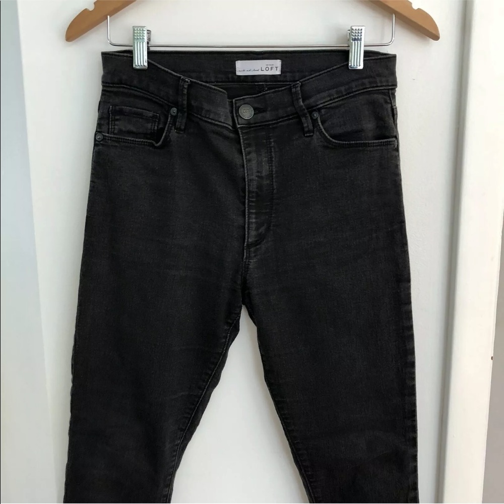 LOFT modern high waist skinny ankle jeans black - Picture 2 of 7